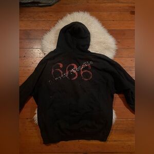 Black Graphic 666 Blessed Design Hoodie